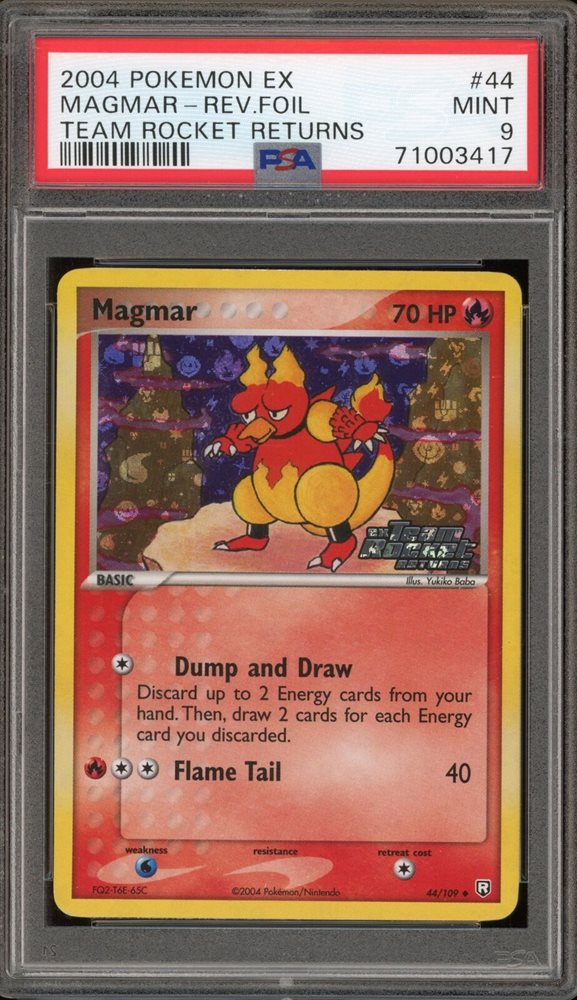 magmar ex pokemon card Ruby & Sapphire 100/109 PSA 9 Colorless Retreat Cost Started off my EX Ruby