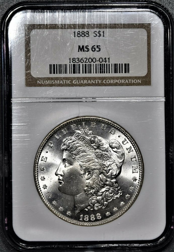 1888 $1 SILVER MORGAN DOLLAR, CERTIFIED BY NGC MS65, JM21, MS65