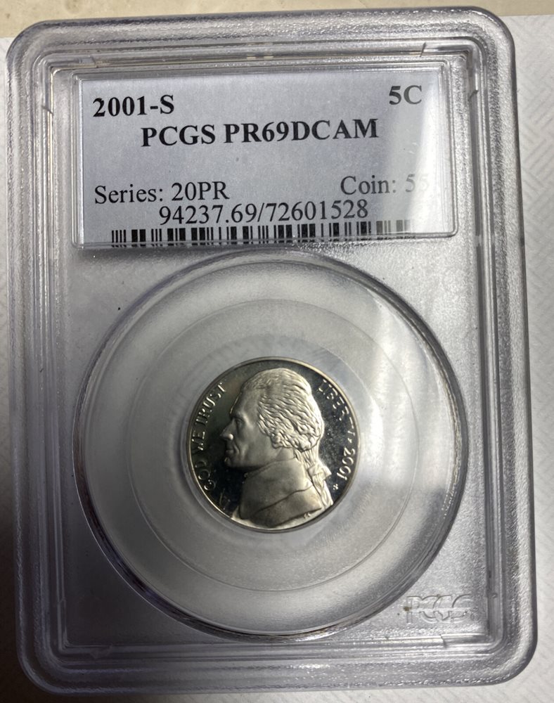 2001 S Nickel US PROOF Coin DCAM (PCGS PR69 PR 69), PR69DCAM