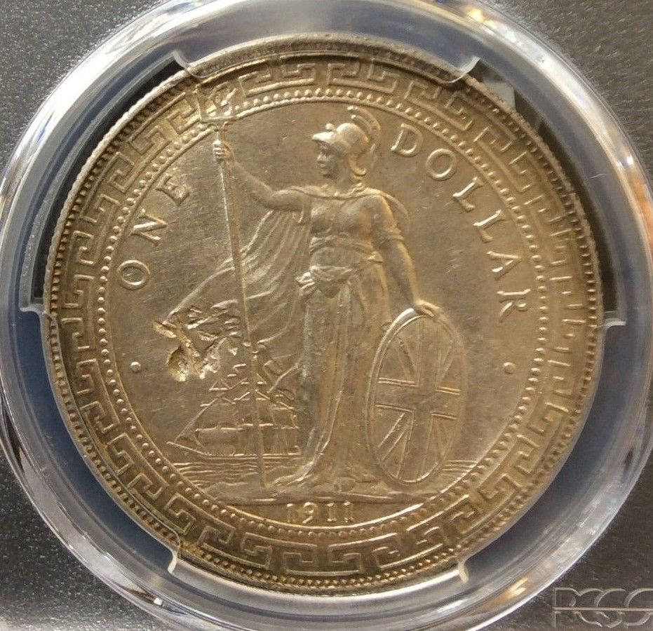 1911 B Great Britain Trade $1 Dollar Prid-21 PCGS Genuine UNC