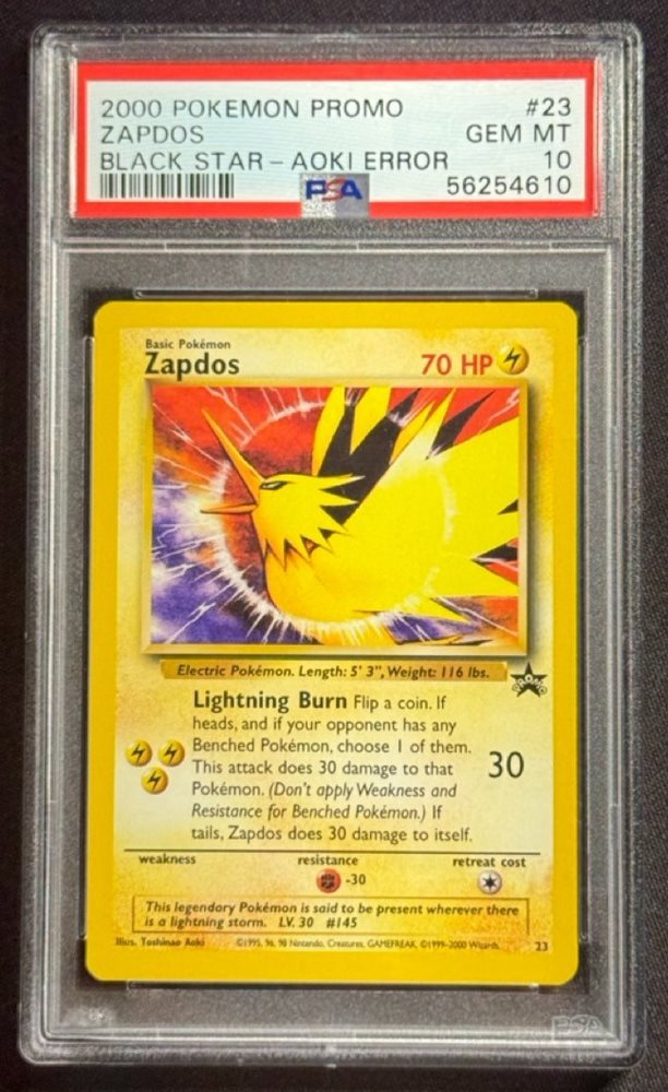 2000年 ポケモンプロモカード サンダー　PSA10 アオキエラー Auction Prices Realized Tcg Cards 2000 POKEMON PROMO BLACK STAR Zapdos