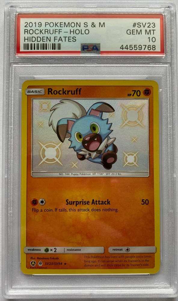 Holo Shiny Vault SM Hidden Fates Pokemon Rockruff SV23//SV94