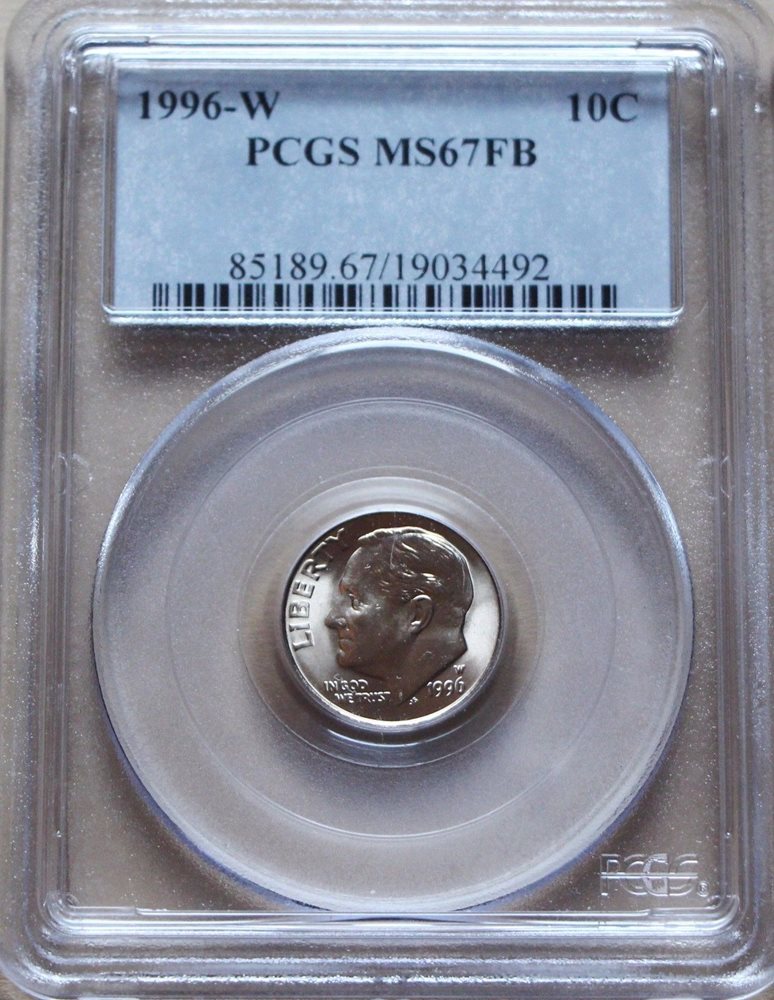 1996-W ROOSEVELT DIME PCGS MS67FB FULL BANDS, MS67FB - PCGS