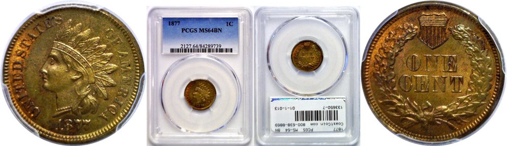 1877 Indian Head Cent PCGS MS-64 BN, MS64BN - PCGS Auction