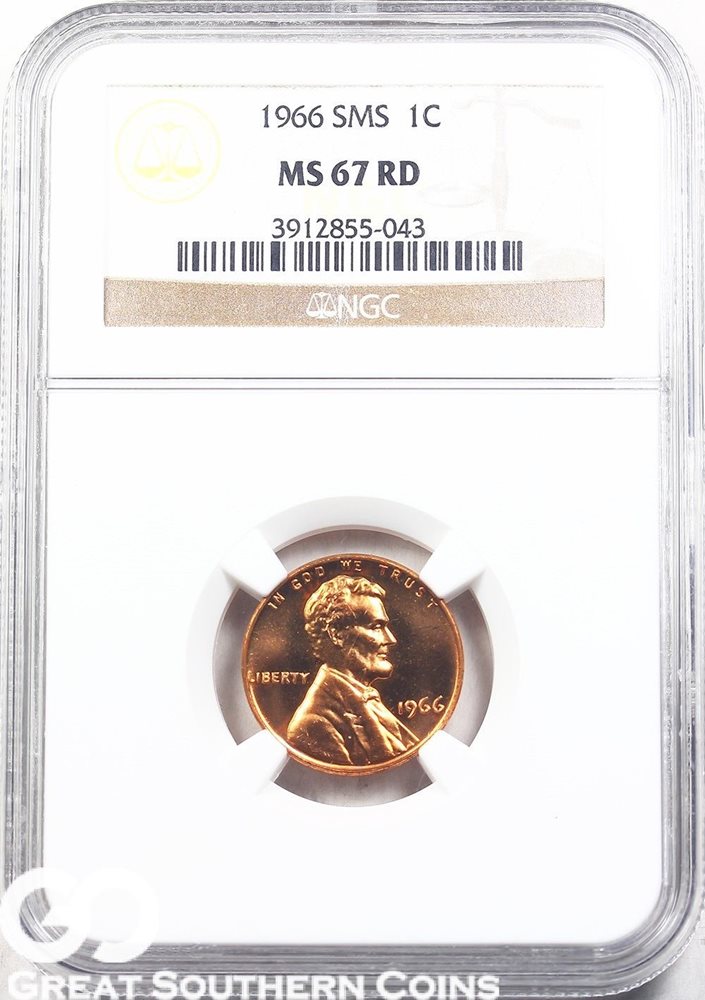 【3点】PCGSイギリスMS66 50P MS67RD 2P MS66RD 1P 1966 NGC Lincoln Memorial Penny, RED, SMS, NGC MS 67 RD, SP67RD