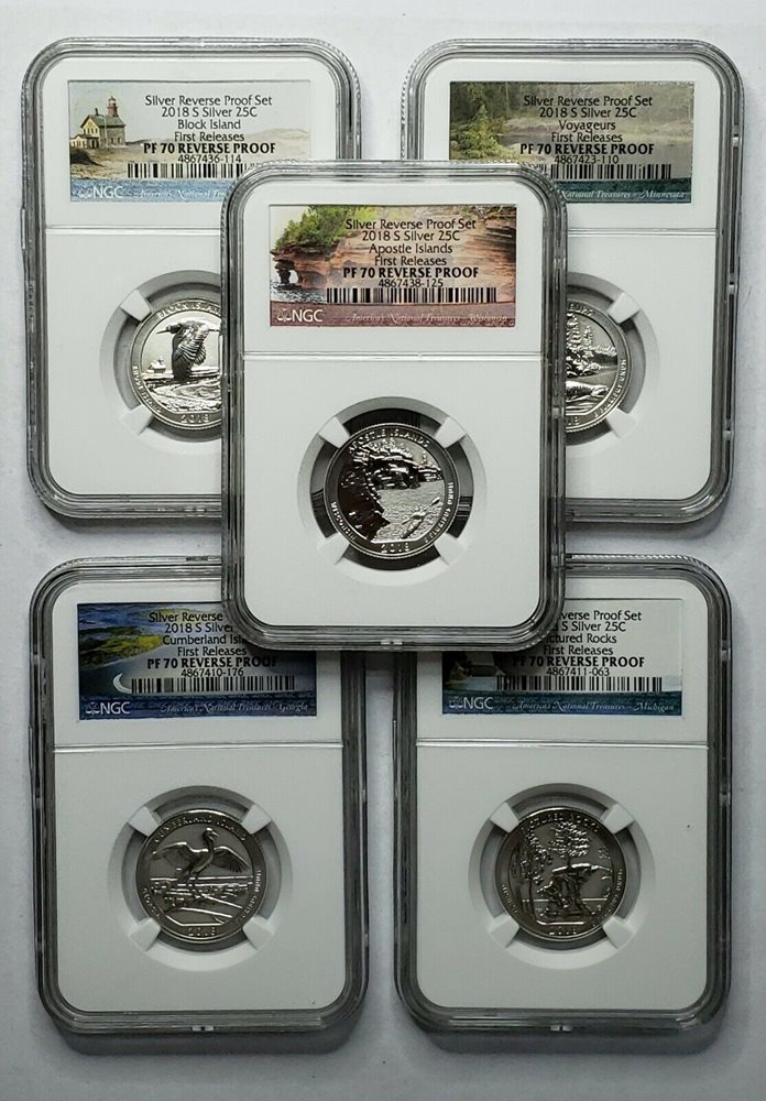 2018S Quarters SILVER ATB 25C 5 Coin REVERSE PROOF PF70 SET SKU C25