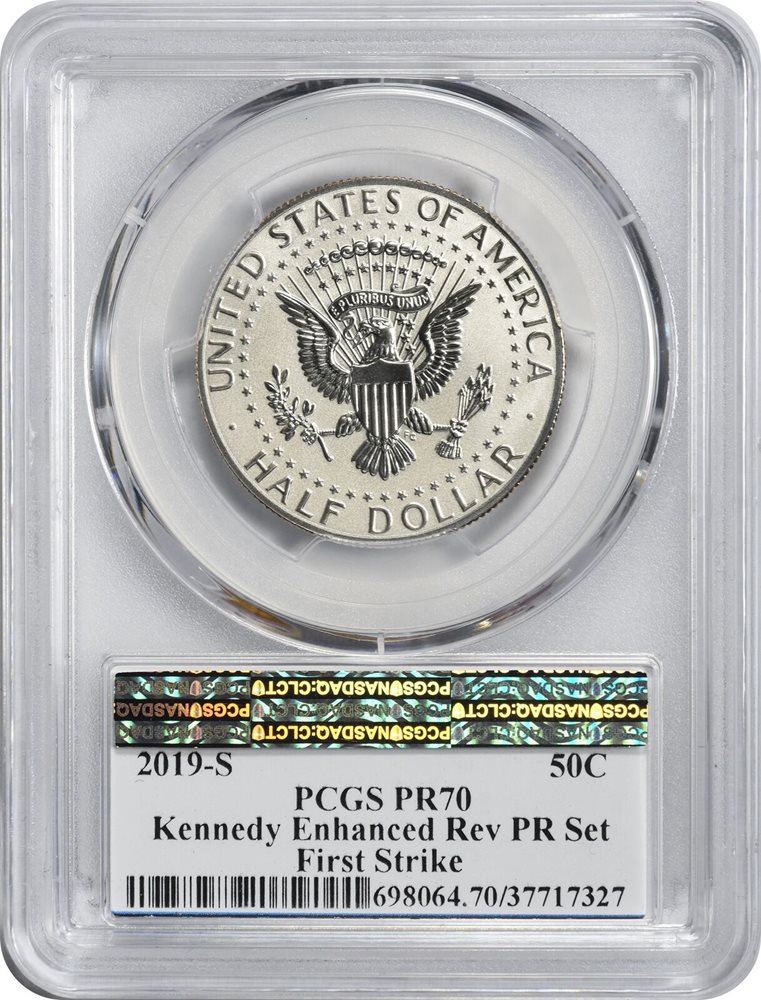 2019-S KENNEDY HALF ENHANCED REVERSE PROOF PCGS PR70 ENHANCED FIRST STRIKE AMF