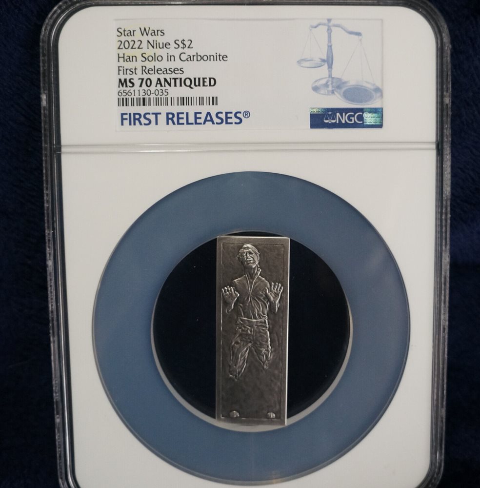Han Solo in Carbonite Star Wars Silver Bar 1oz .999 2022 Niue $2