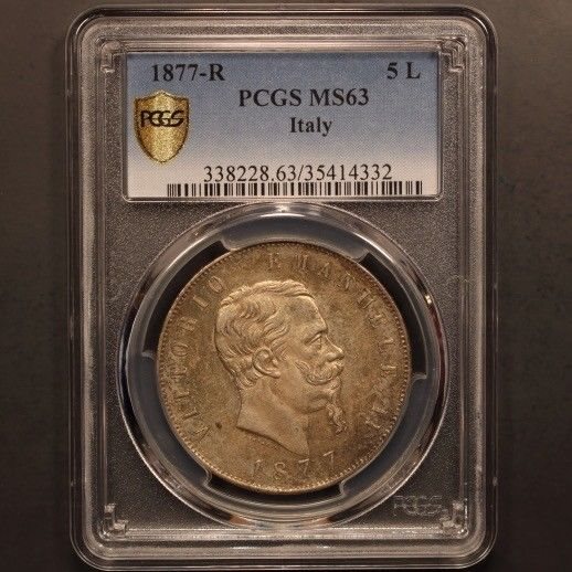 イタリア 5リラ 1877年 銀貨 PCGS XF45 c2103 イタリア 5リラ 1877年 銀貨 PCGS XF45 c2103 - メルカリ