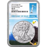 2018-W Burnished $1 American Silver Eagle NGC MS70 FDI Black Label