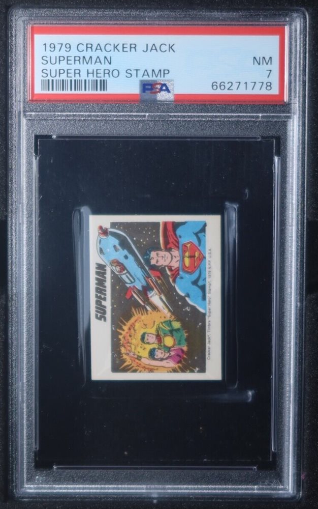 1979 Cracker Jack DC Super Hero Stamp SUPERMAN PSA 7
