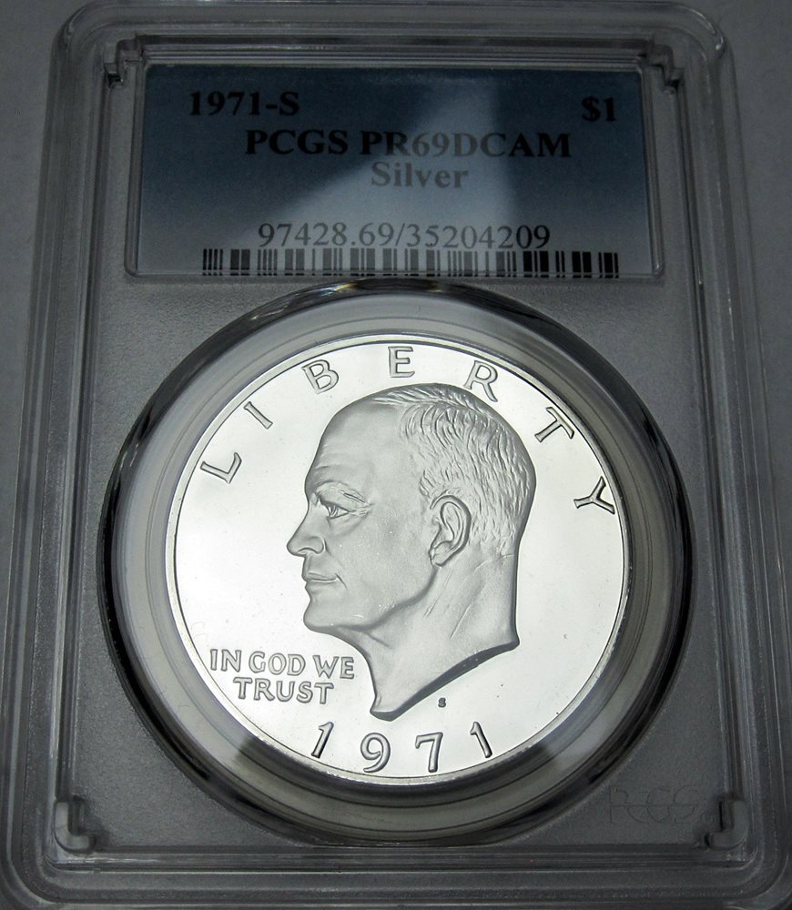 1971-S Silver Eisenhower Ike Dollar PR69DCAM PCGS Proof 69 Deep Cameo