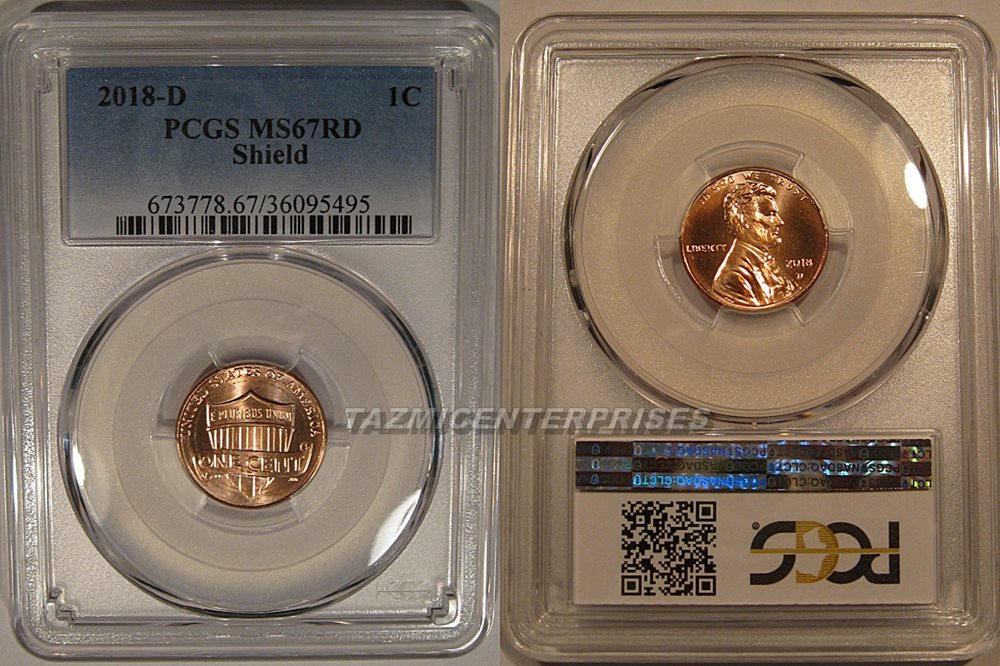 PCGS MS66 RD 2018 D Lincoln Shield Cent Penny 1C