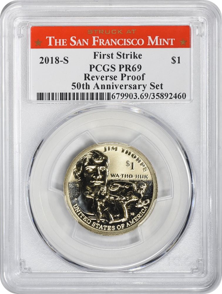 2018-S Reverse Proof Sacagawea Native American Dollar PCGS PR70 FIRST STRIKE