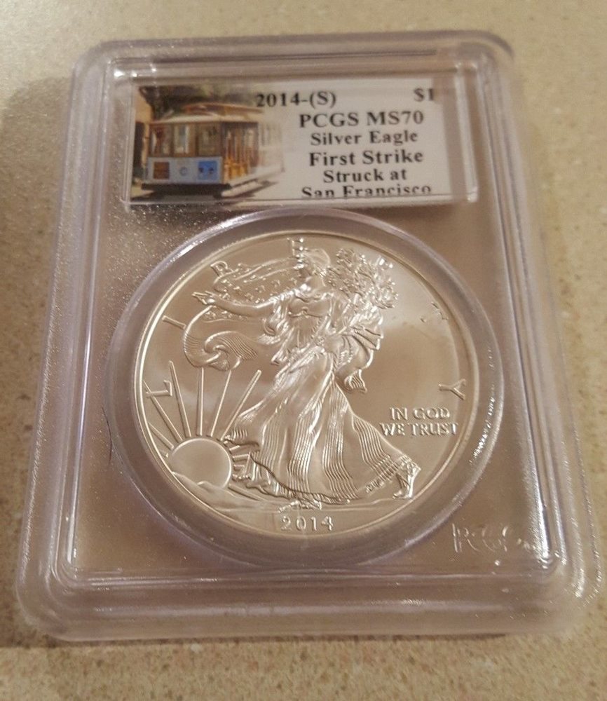 American Silver Eagle First Strike PCGS MS-70 West Point Label 2014- 164818 W