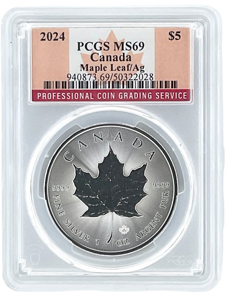 2024 Canada 1oz Silver Maple Leaf PCGS MS69 - Flag Label, MS69