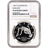 USA SILVER PROOF $ 1996P ATLANTA OLYMPIC GAMES HIGH JUMP SWIMMER CLAD 1//2 DOLLAR