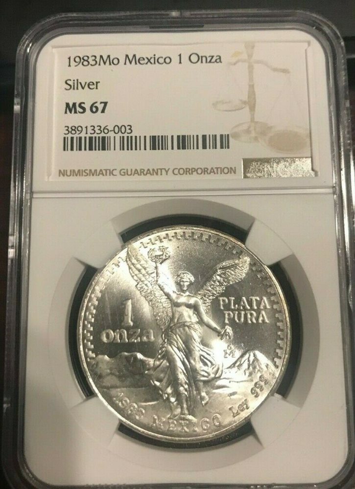 1983 MEXICO SILVER LIBERTAD 1 ONZA NGC MS 67, MS67 - PCGS Auction