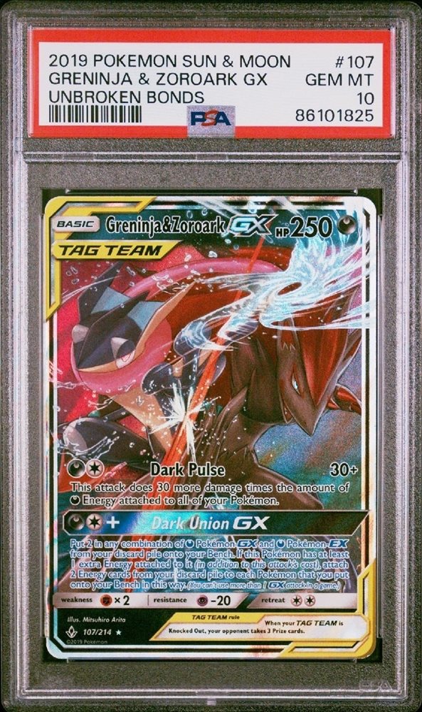 ポケモンカードゲーム Greninja & Zoroark-GX SR psa10 Pokemon Greninja & Zoroark GX Full Art PSA 10 #200 Unbroken Bonds